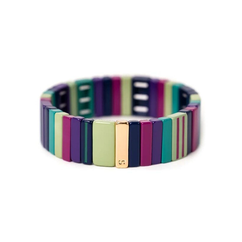 Bracelet Simone à bordeaux Hubba en métal émaillé multicolore